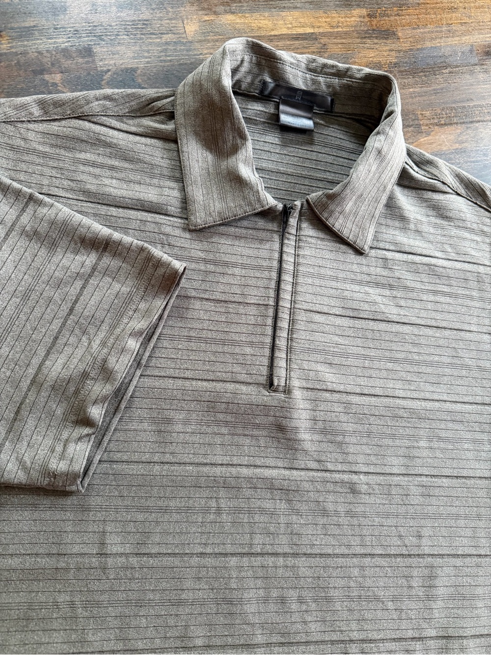 Vintage Y2K Nike Tiger Woods TW Mens M Striped Golf Zip Polo Shirt Brown 206679